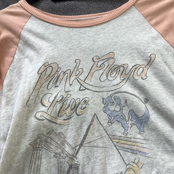 Pink Floyd Graphic Raglan Tee Gray and Pink Asymmetrical - Picture 2 of 4